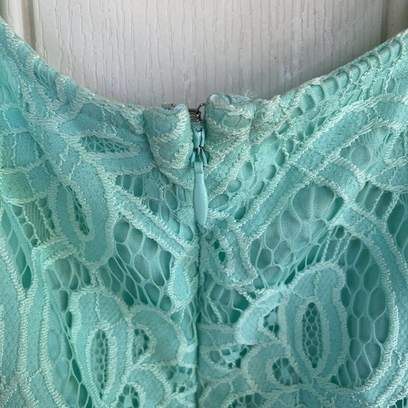 Elle Sheath Dress Sz 6 Mint Green Lace Party Sleeveless Knee Length Summer Fun - Picture 8 of 8